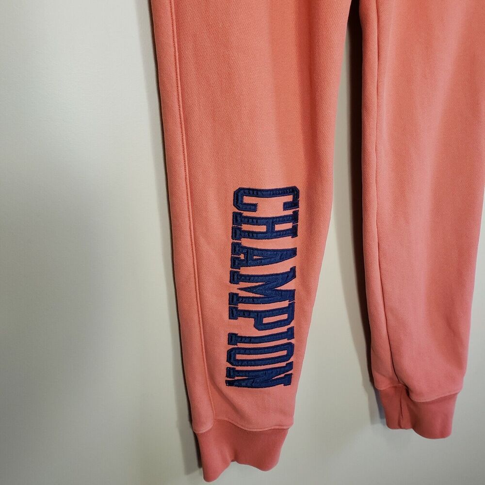 Champion Reverse Weave Vintage Wash Orange Sweatpants Blue Spellout Size Small - Picture 3 of 10